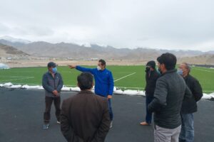 Secy Sports inspects ongoing works of open stadium at Spituk