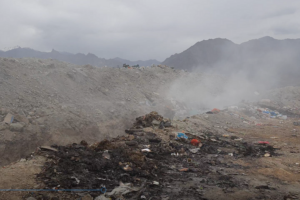 Garbage fire cause air pollution at Linkipal