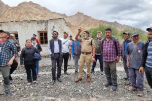 DC Leh assess recent flash flood damages at Markha