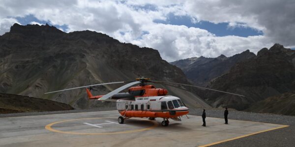 Successful trial landing of Pawan Hans MI- 172 helicopter conducted at Sapi