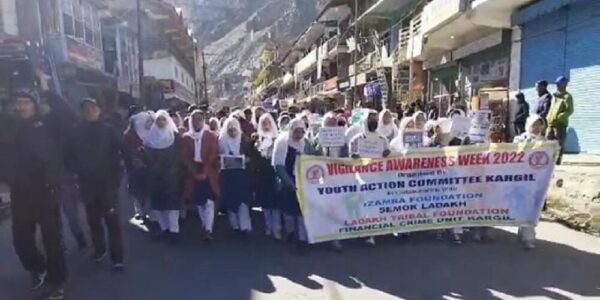 YAC march awareness rally in Kargil as part of Vigilance Awareness Week