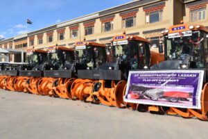 LG RK Mathur virtually flags off 5 snow cutters for Mechanical Division Kargil