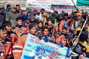 Friends Pushkum, Down Hill Kargil lifts 14th CEC Ice Hockey tournament Kargil