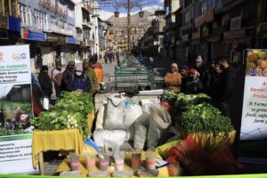 Farmers sell fresh vegetables produced in Ladakh Green Houses