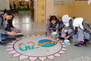 K.V. Kargil Organizes Rangoli Making Competition in Celebration of G20 Summit