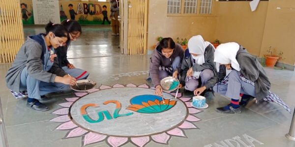 K.V. Kargil Organizes Rangoli Making Competition in Celebration of G20 Summit