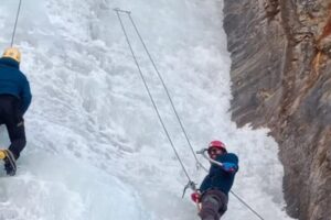Zanskar Winter Sports & Tourism Festival: Ice climbing exhibition event held at Sheela waterfall